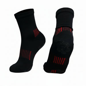 Compression Five‑Toe Grip Socks – Black & Red - V + Force